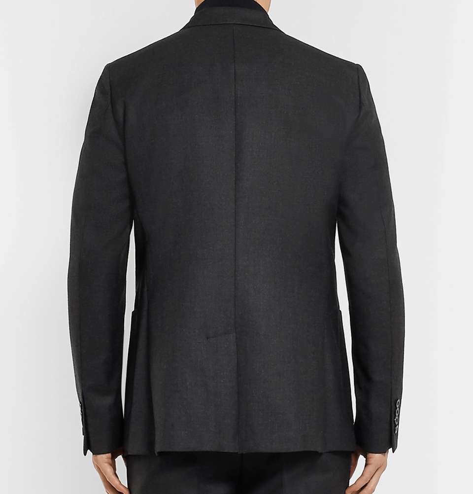 Grey Unstructured Worsted Wool Jacket