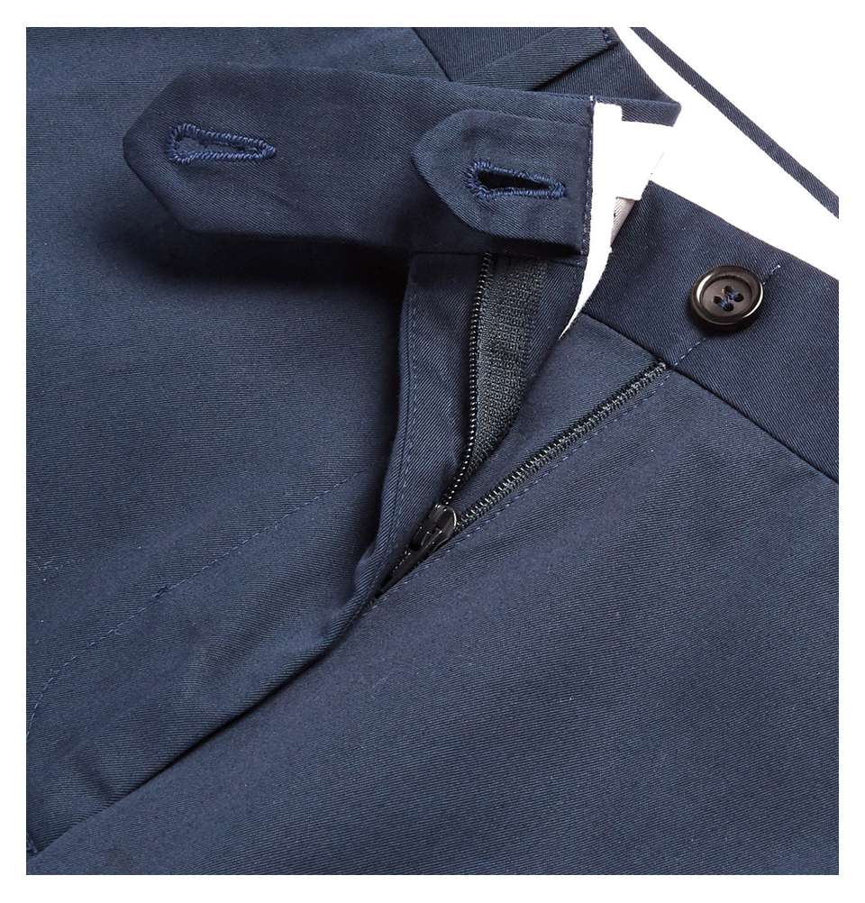 Navy Slim-Fit Cotton-Blend Trousers