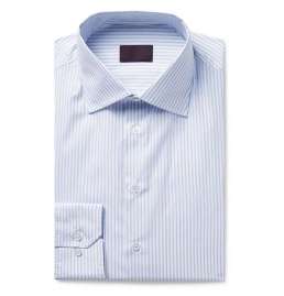 Slim-Fit Blue Pinstriped Cotton-Poplin Shirt